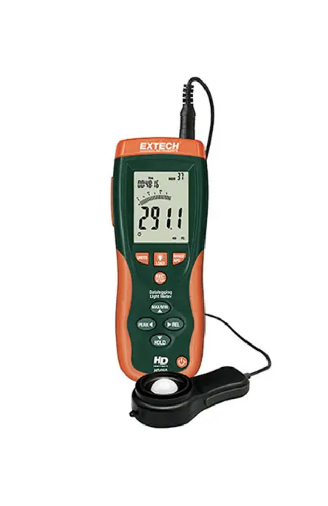 Extech HD450 light meter used for illuminance and workplace lighting measurements