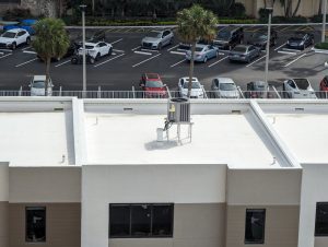 Rooftop HVAC equipment at a residential condominium property